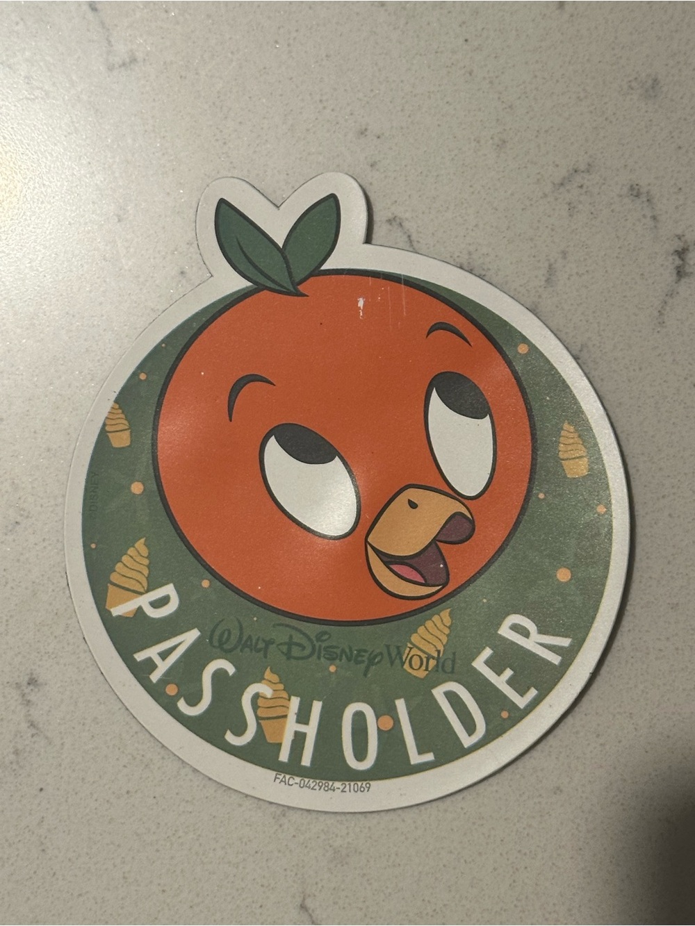 Disney Orange Bird Passholder Sticker - Orange, Green, White